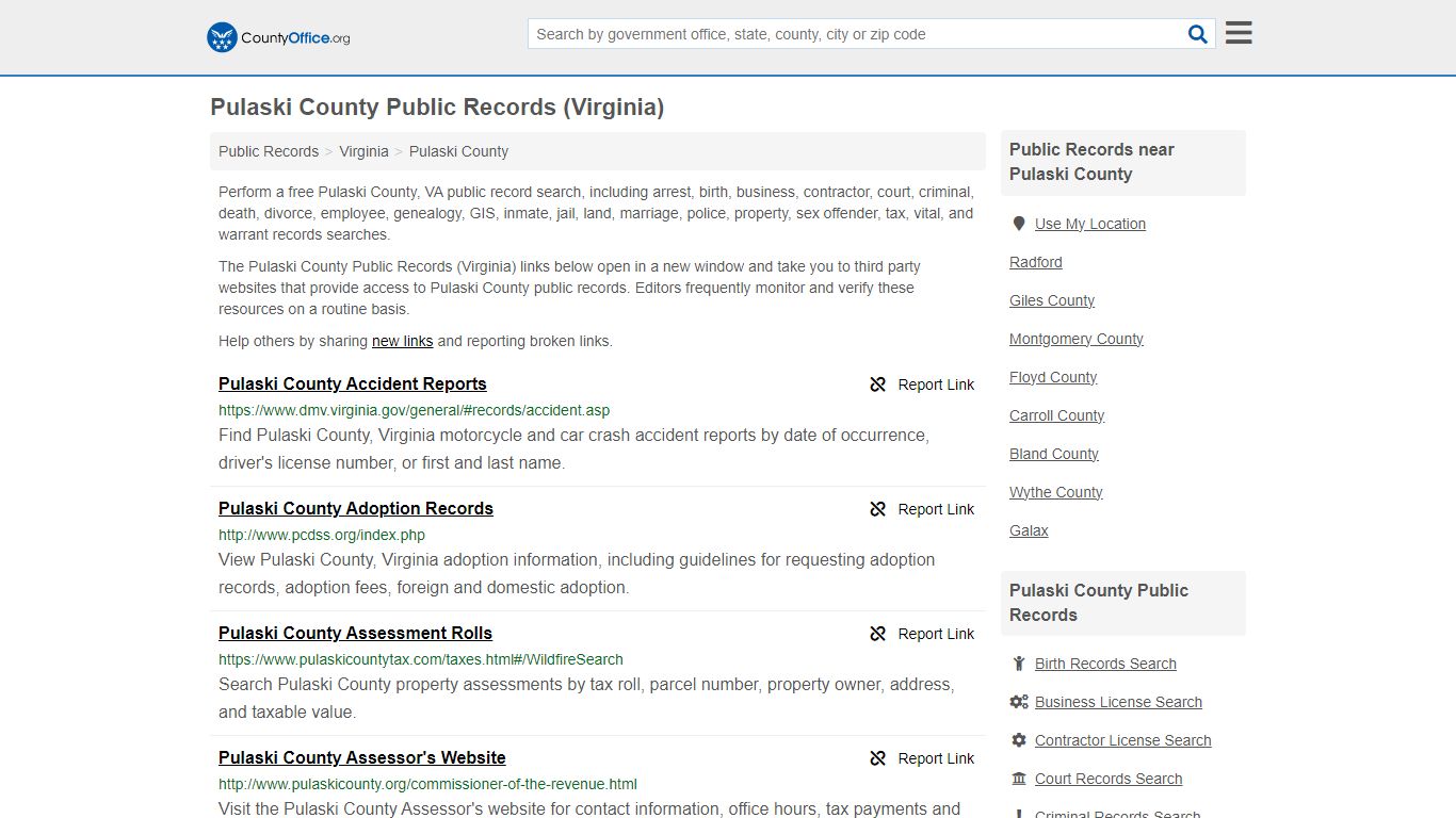 Pulaski County Public Records (Virginia) - County Office